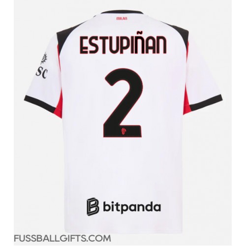 AC Milan Pervis Estupinan #2 Fußballbekleidung Auswärtstrikot 2025-26 Kurzarm